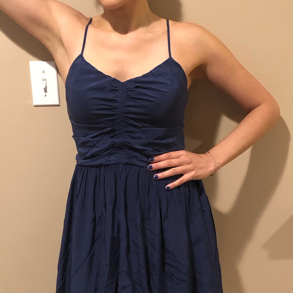 Parker Navy Blue 100% Silk Dress - Medium